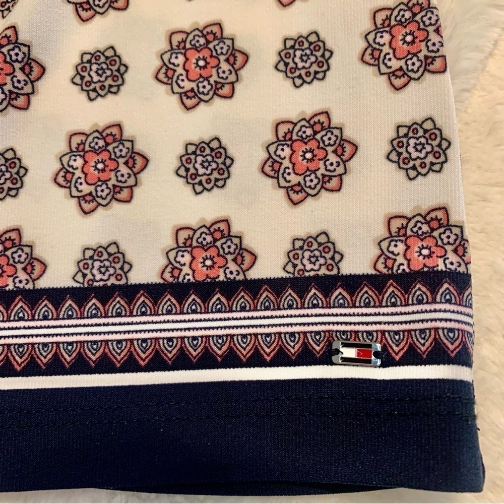 Tommy Hilfiger Tunic Top XS Sleeveless White Paisley Navy Pink Beige Stretch - Picture 10 of 13